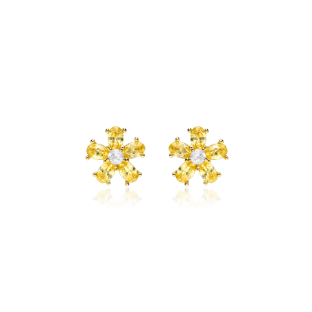 Pendientes Oro 18k citrino y circonitas "Surprise"