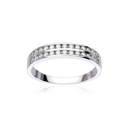 ANILLO "LEIRE" ORO BLANCO 18K Y CIRCONITAS