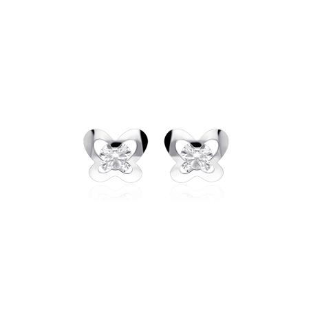 Pendientes Plata y circonita 4mm "Mariposa"