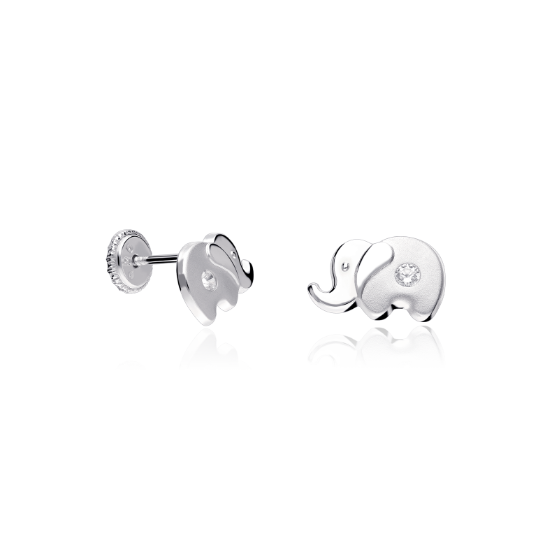 Pendientes Plata y circonitas 6mm "Elefante"
