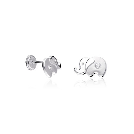 Pendientes Plata y circonitas 6mm "Elefante"
