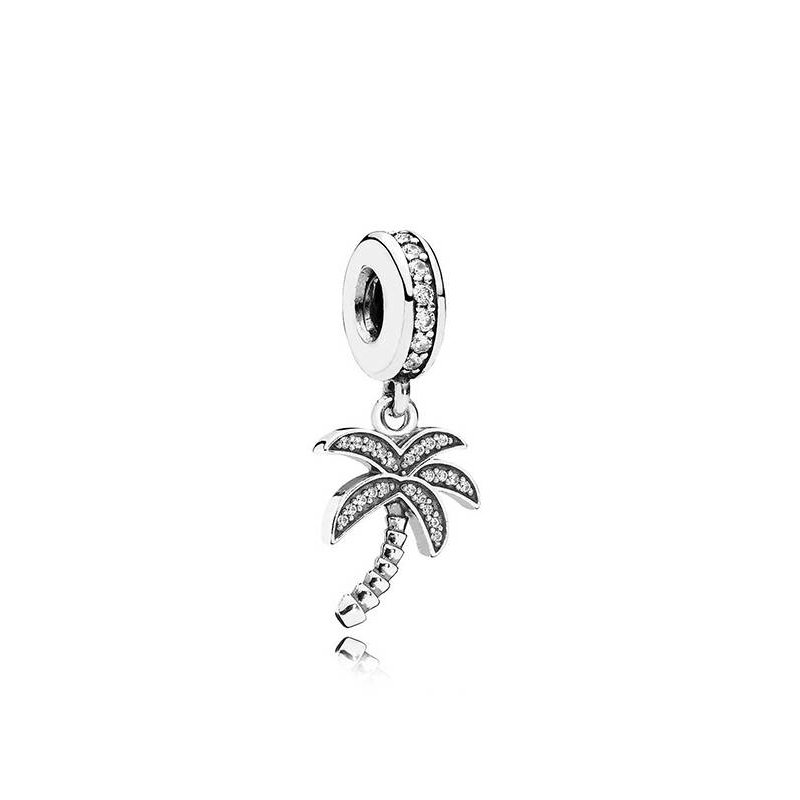 CHARM DE PLATA CON UNA PALMERA COLGANTE DE CIRCONITAS