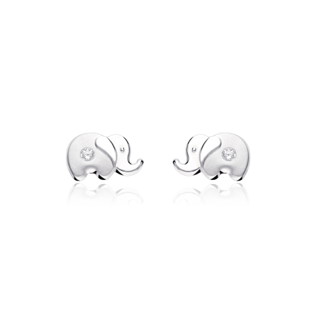 Pendientes Plata y circonitas 6mm "Elefante"