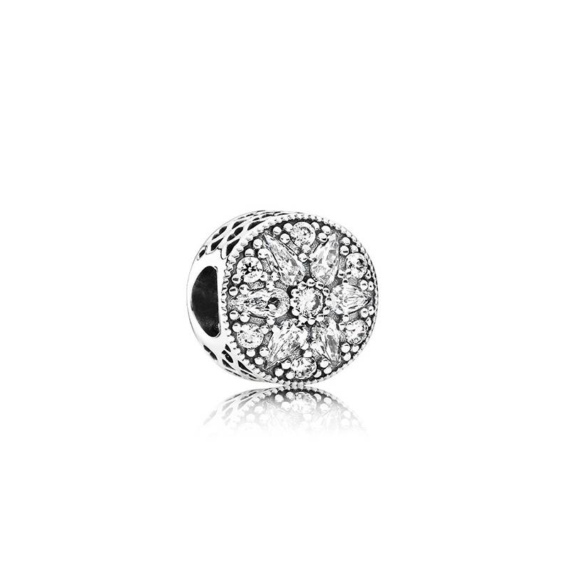 peine Fuera de Frugal CHARM DE PLATA CON CIRCONITAS EN FORMA DE FLOR