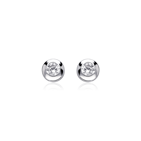 Pendientes Oro blanco 18k y circonitas "Chic"