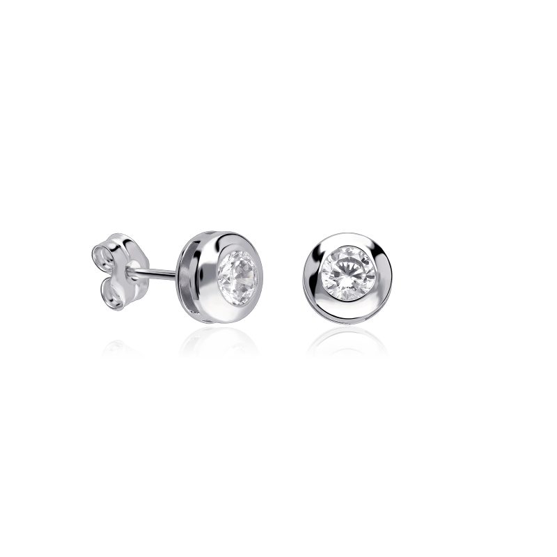 Pendientes Oro blanco 18k y circonitas "Chic"