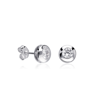 Pendientes Oro blanco 18k y circonitas "Chic"
