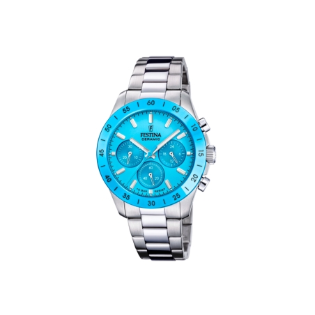 Reloj Festina acero ceramic esfera azul mujer F20693/3