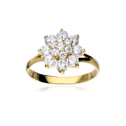 Anillo Oro 18k y circonitas "Rosette"