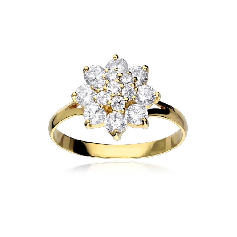 Anillo Oro 18k y circonitas "Rosette"