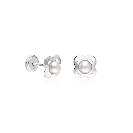 PENDIENTES "FLORE" PLATA Y PERLAS 6,5MM