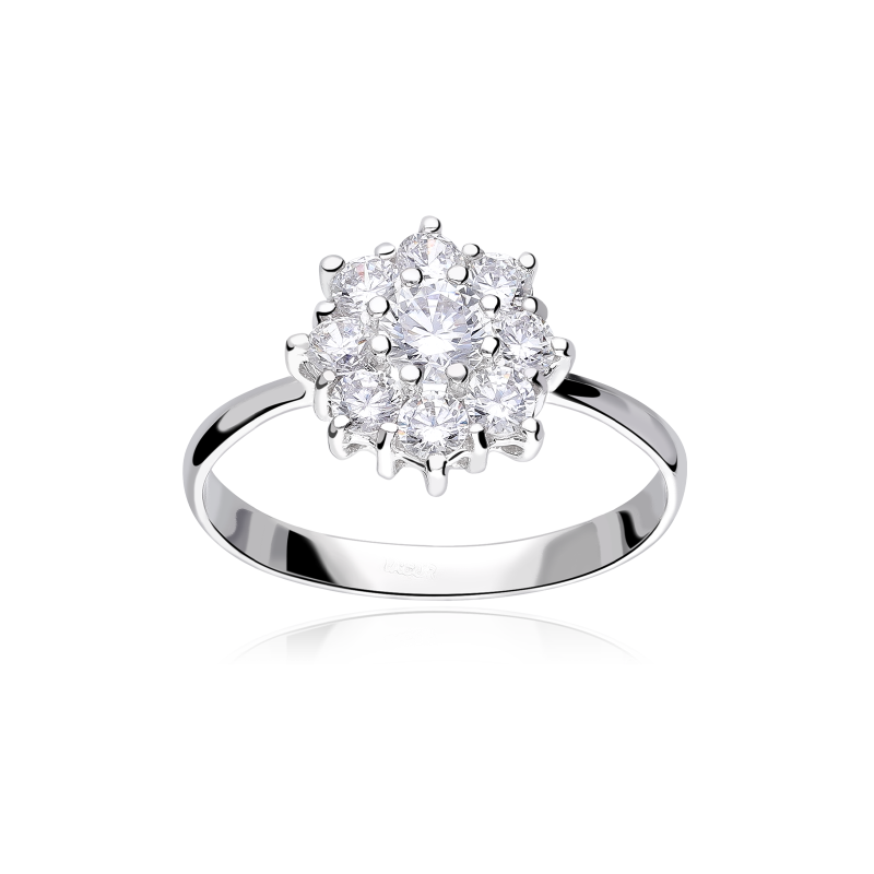 ANILLO "ROSETTE" ORO BLANCO 18K Y CIRCONITAS