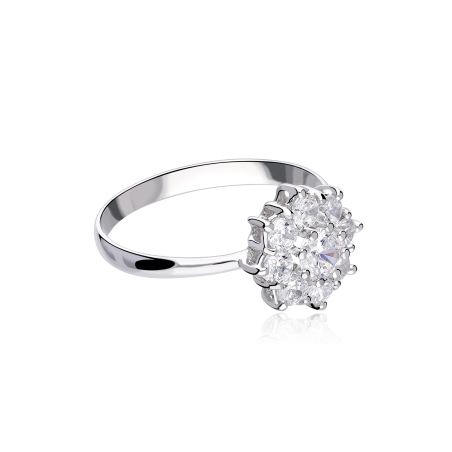 ANILLO "ROSETTE" ORO BLANCO 18K Y CIRCONITAS