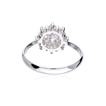 ANILLO "ROSETTE" ORO BLANCO 18K Y CIRCONITAS