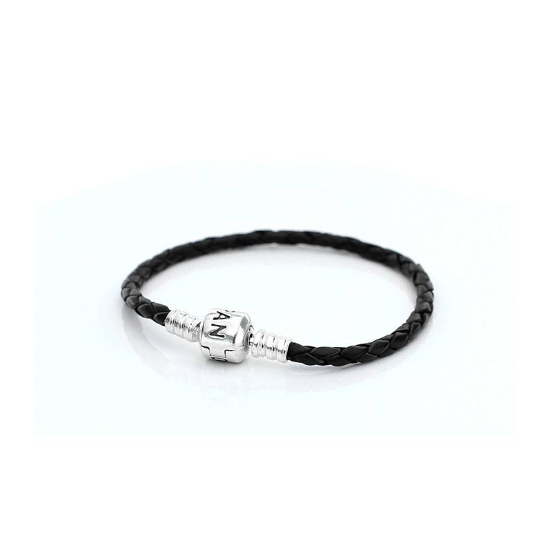 Anguila enlace Arcaico Pulsera PANDORA Sencilla trenzada de cuero negro 590705CBK-S1