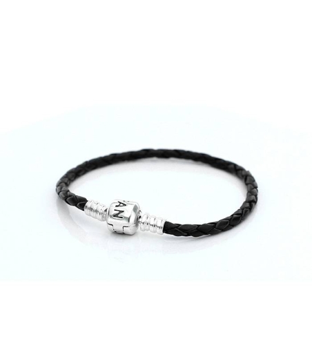 Pulsera PANDORA Sencilla trenzada de cuero negro 590705CBK-S1
