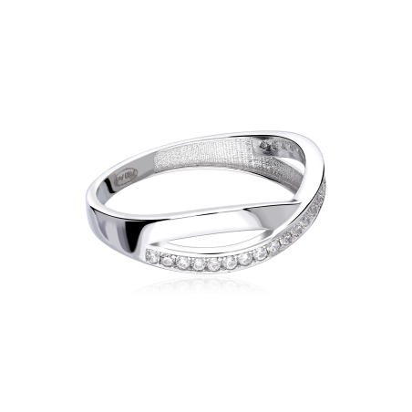 Anillo "Mawi" Colección Sabana Oro Blanco 18k y circonitas