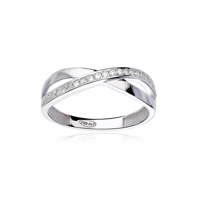 Anillo "Mawi" Colección Sabana Oro Blanco 18k y circonitas