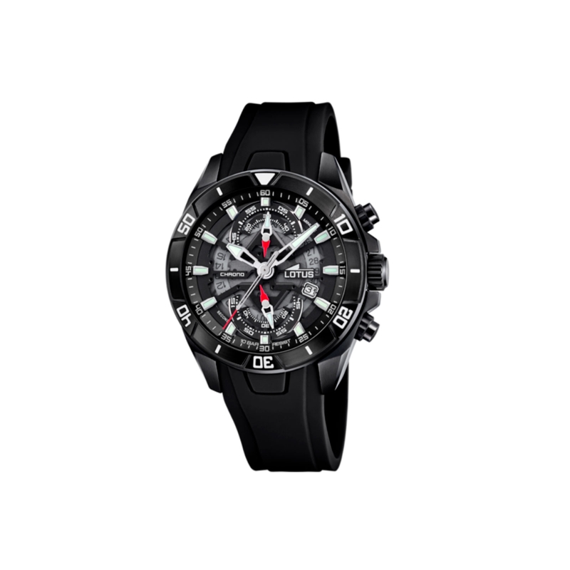 Reloj Lotus hombre esfera negra correa caucho negra 18945/6