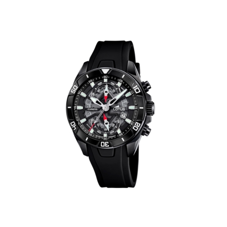 Reloj Lotus hombre esfera negra correa caucho negra 18945/6