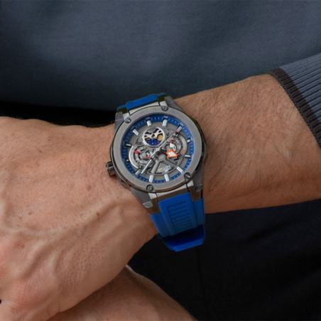 Reloj Lotus Vortex acero negro esfera azul correa caucho azul hombre 18946/4
