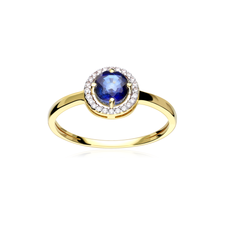 Anillo Oro 18k zafiro y circonitas "Color life"