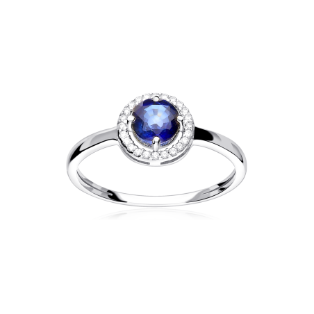 ANILLO "COLOR LIFE" ORO BLANCO 18K ZAFIRO Y CIRCONITAS