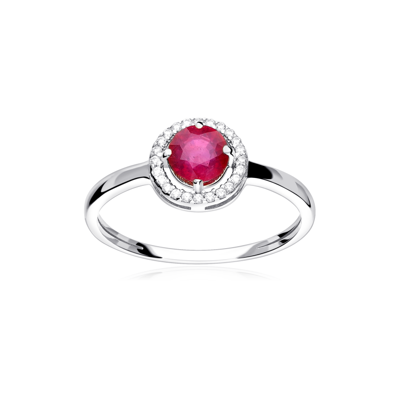 ANILLO "COLOR LIFE" ORO BLANCO 18K RUBÍ Y CIRCONITAS