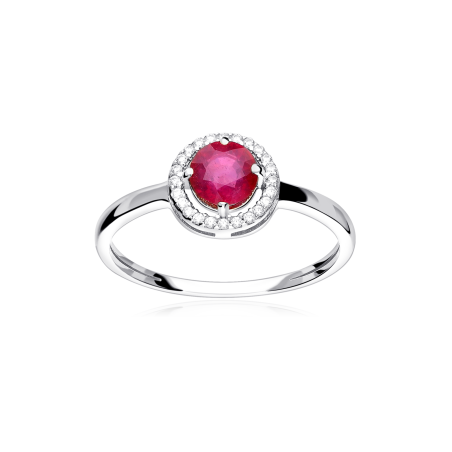 ANILLO "COLOR LIFE" ORO BLANCO 18K RUBÍ Y CIRCONITAS