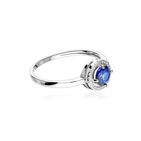 ANILLO "COLOR LIFE" ORO BLANCO 18K ZAFIRO Y CIRCONITAS