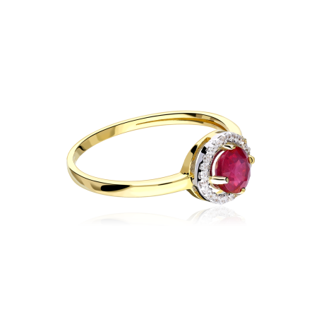 Anillo Oro 18k rubí y circonitas "Color life"