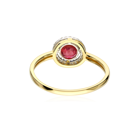 Anillo Oro 18k rubí y circonitas "Color life"