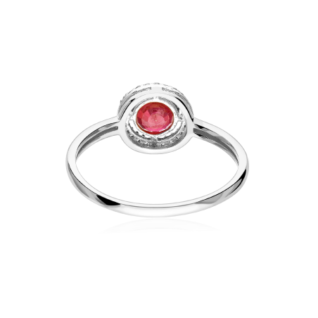 ANILLO "COLOR LIFE" ORO BLANCO 18K RUBÍ Y CIRCONITAS
