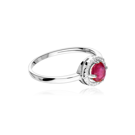 ANILLO "COLOR LIFE" ORO BLANCO 18K RUBÍ Y CIRCONITAS
