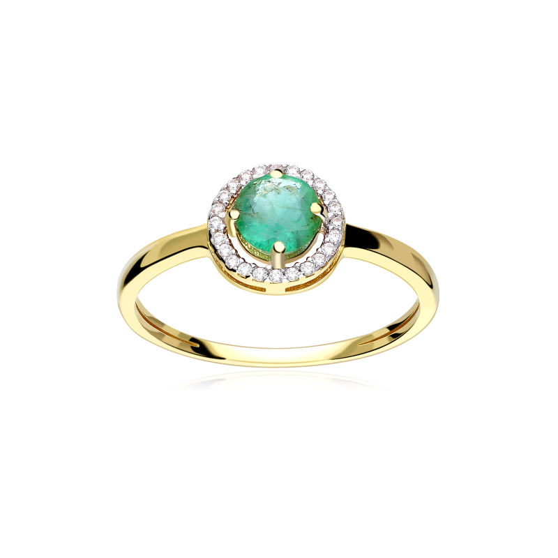 Anillo Oro 18k Esmeralda y circonitas "Color Life"