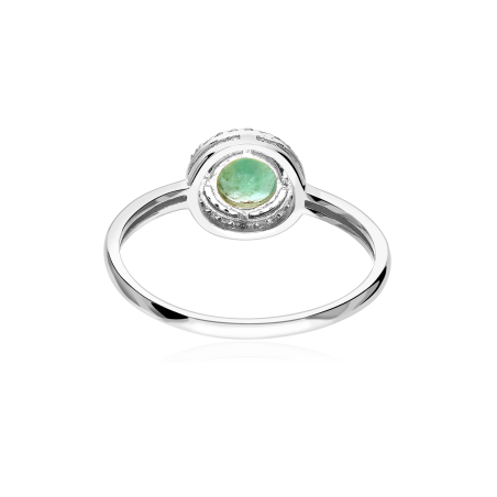 ANILLO "COLOR LIFE" ORO BLANCO 18K ESMERALDA NATURAL Y CIRCONITAS