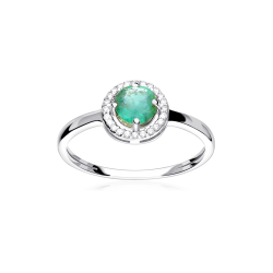 ANILLO "COLOR LIFE" ORO BLANCO 18K ESMERALDA NATURAL Y CIRCONITAS