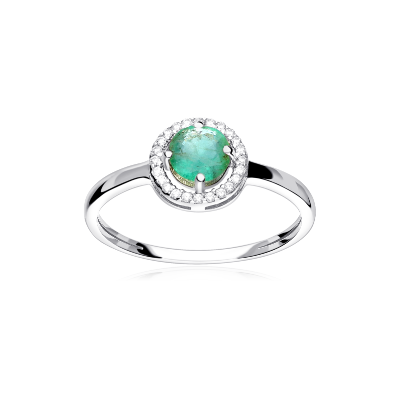 ANILLO "COLOR LIFE" ORO BLANCO 18K ESMERALDA NATURAL Y CIRCONITAS