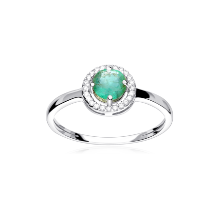 ANILLO "COLOR LIFE" ORO BLANCO 18K ESMERALDA NATURAL Y CIRCONITAS