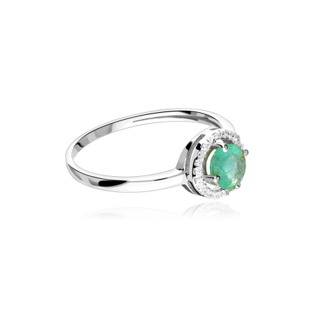 ANILLO "COLOR LIFE" ORO BLANCO 18K ESMERALDA NATURAL Y CIRCONITAS