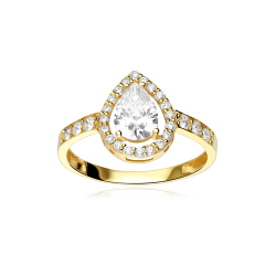 Anillo Oro 18k y circonita "Lágrima"