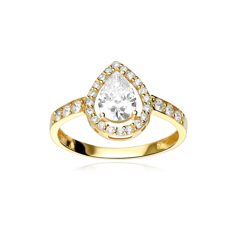 Anillo Oro 18k y circonita "Lágrima"