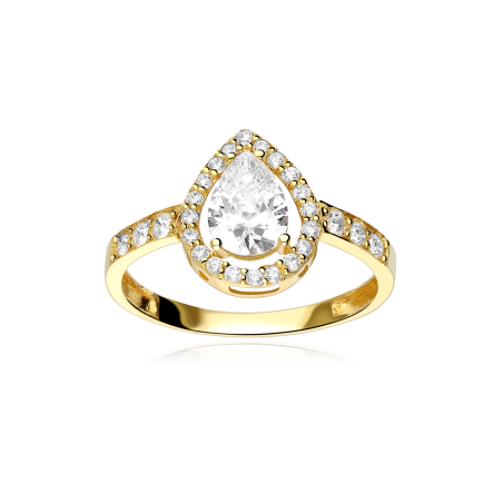 Anillo Oro 18k y circonita "Lágrima"