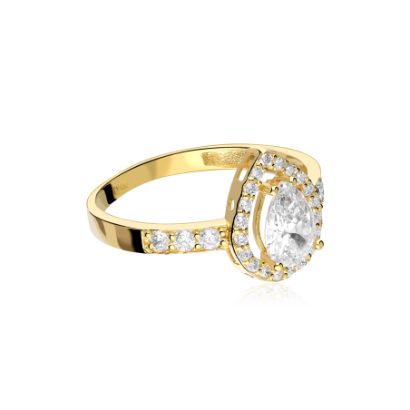 Anillo "Lágrima" Oro 18k y Circonitas