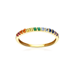 ANILLO "LOLLIPOP" ORO 18k Y CIRCONITAS DE COLORES