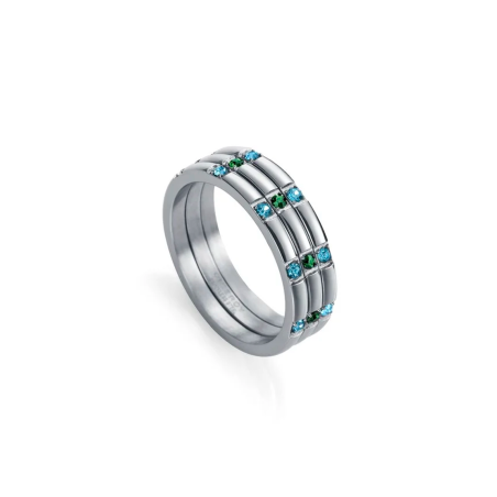 Anillo Viceroy Acero y circonitas azules 75278A