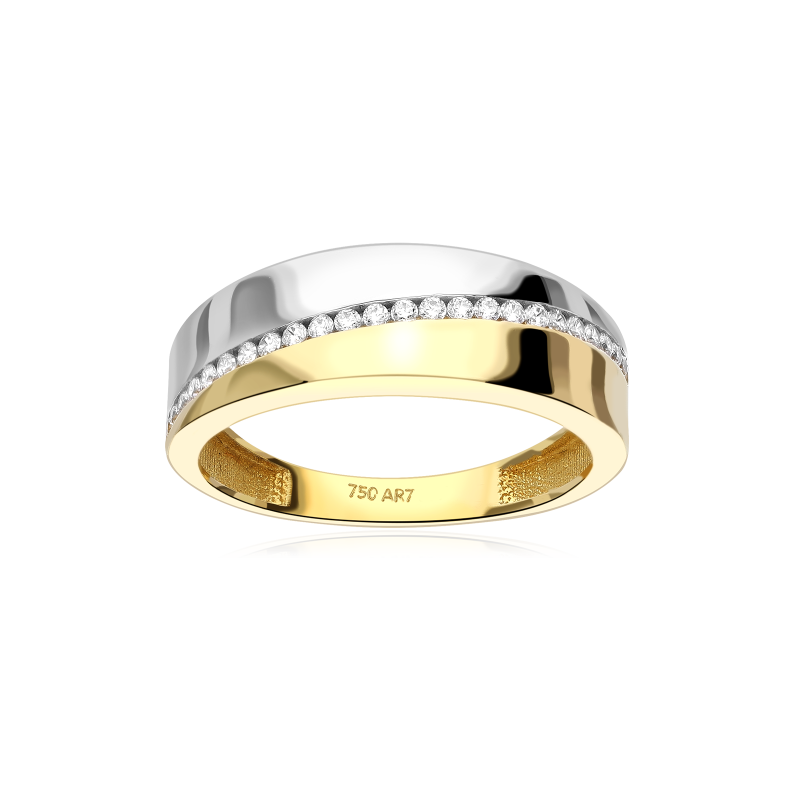 Anillo Oro bicolor 18k y circonitas "Nuria"