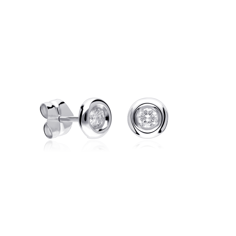 Pendientes Chatón "Mila" diamante y oro blanco 18k