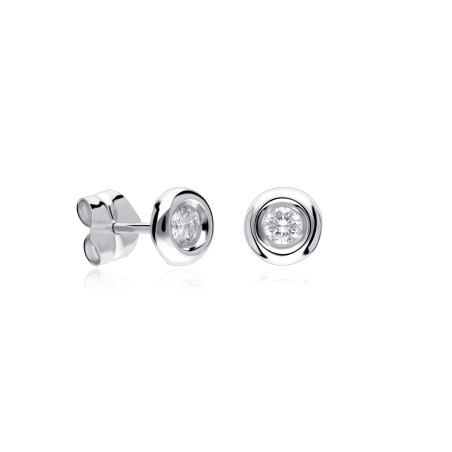 Pendientes Chatón "Mila" diamante y oro blanco 18k