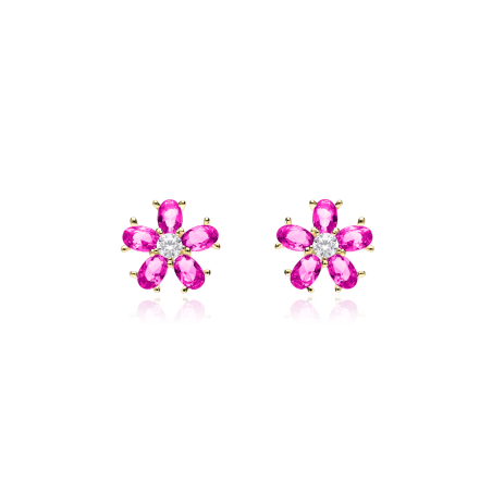 PENDIENTES "SURPRISE" ORO 18K CIRCONITAS ROSAS